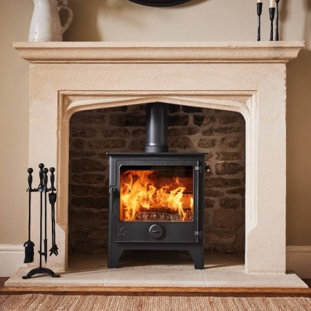 Dean Forge Dartmoor W5 WIDE Wood Burning Stove, 5kw - Eco 2022 BLACK HANDLE